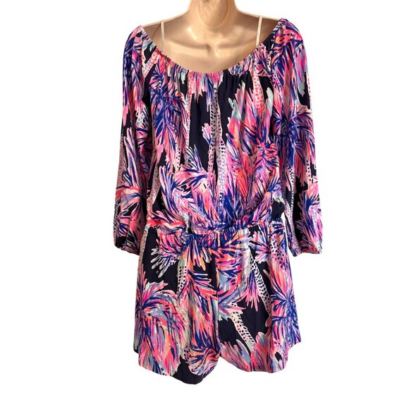 Lilly Pultizer Lana Off Shoulder Size Small EUC Romper Shorts - Picture 2 of 10